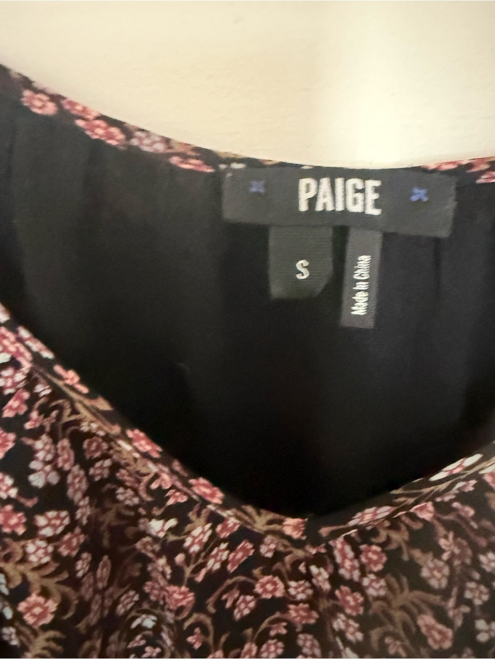 PAIGE Black Mini Dress with Pink Floral Print Cold Shoulder Size S - Picture 4 of 6